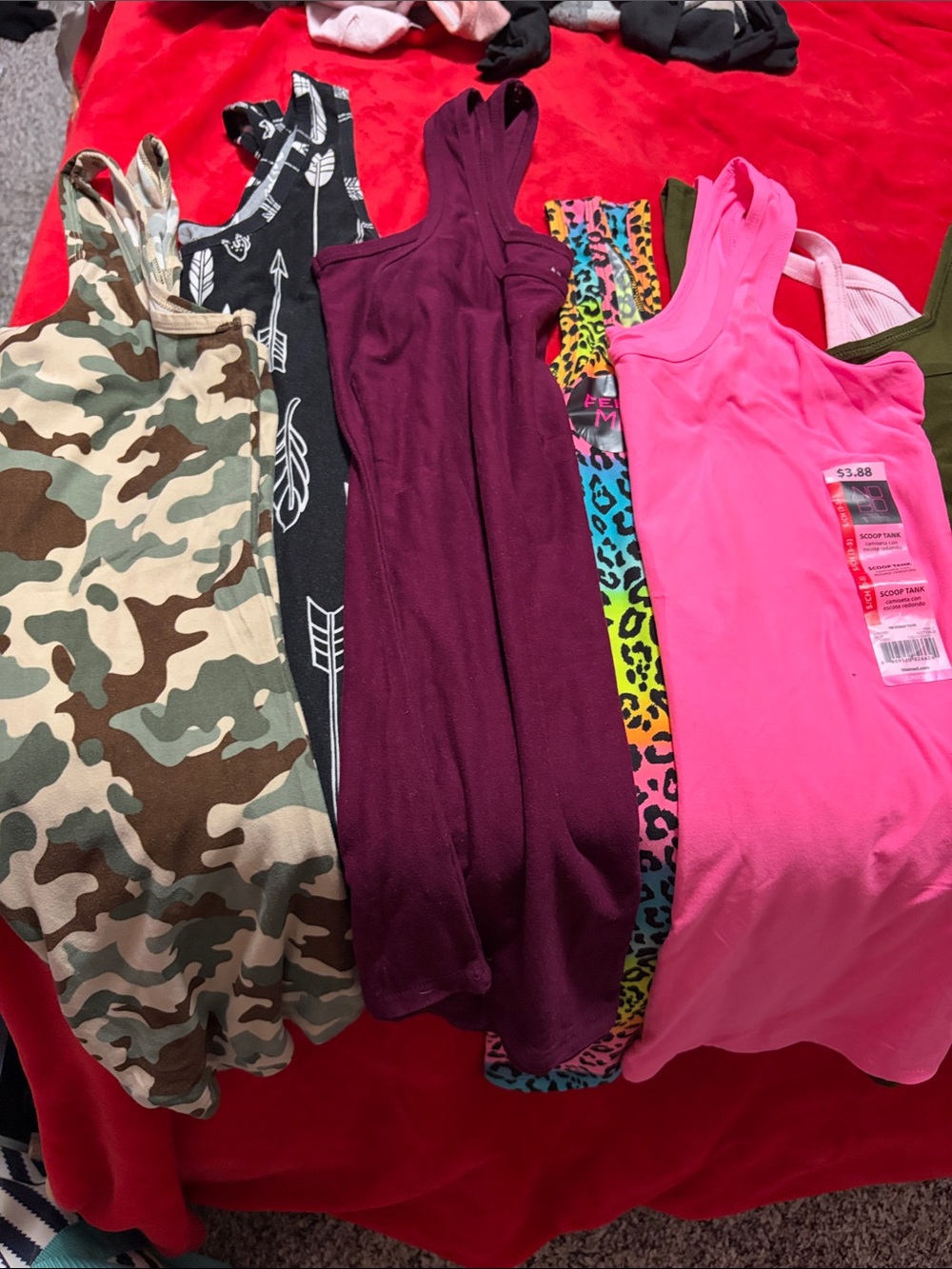 Mixed Women's Tank Top Lot - Pink, Olive, Coral, Gray, Teal - Picture 2 of 4